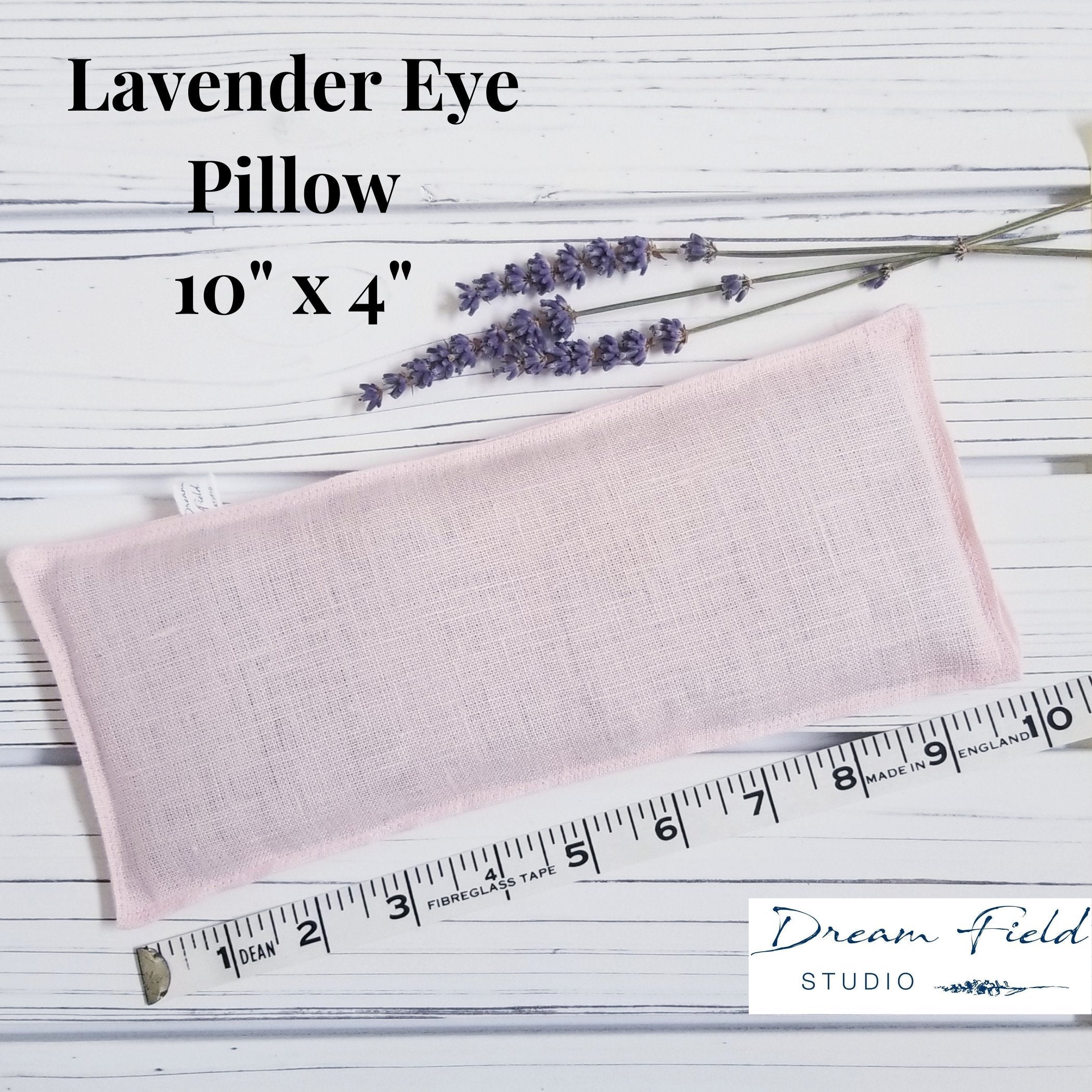 Graphic of 10" x 4" Eye Pillow with Size Specifications Dreamfield Studio