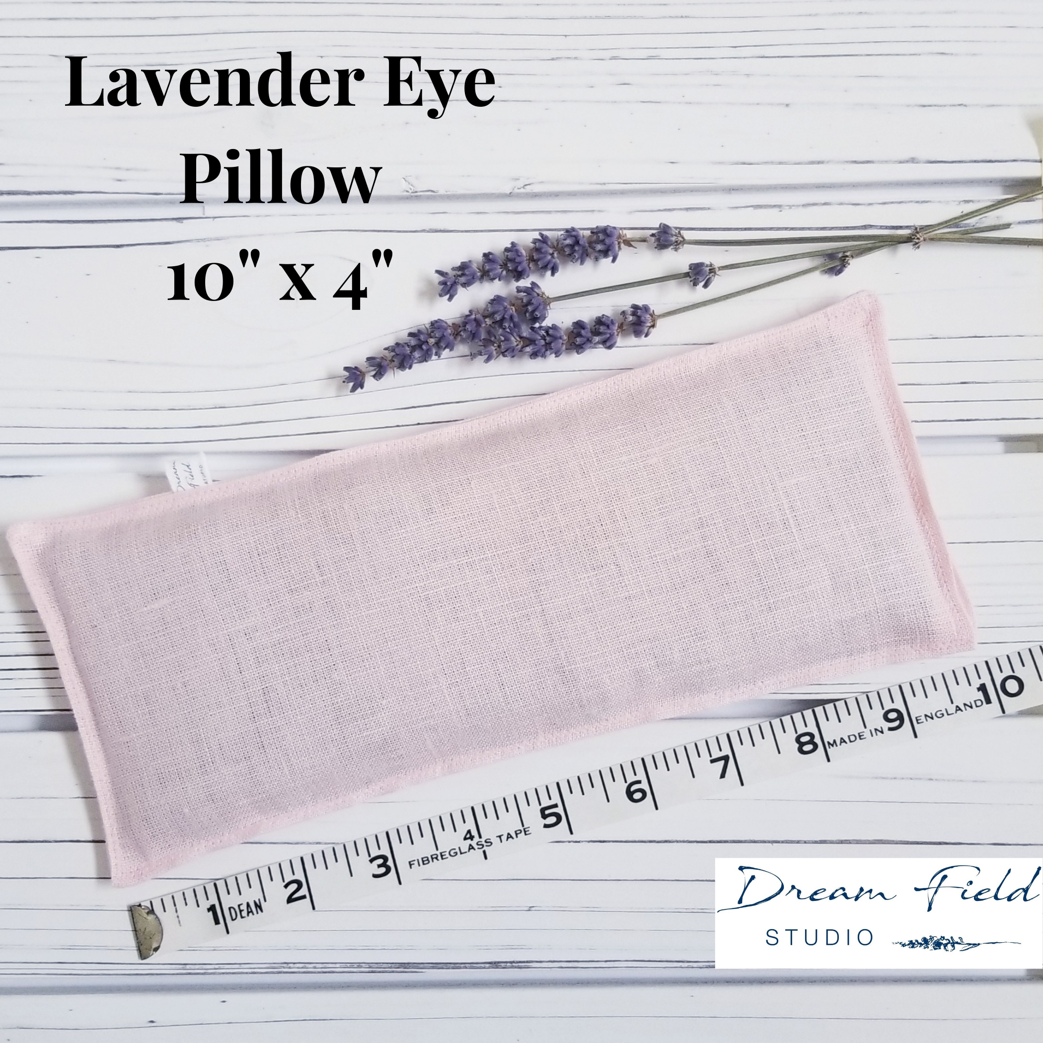 graphic showing side of lavender eye pillow Dream Field Studio