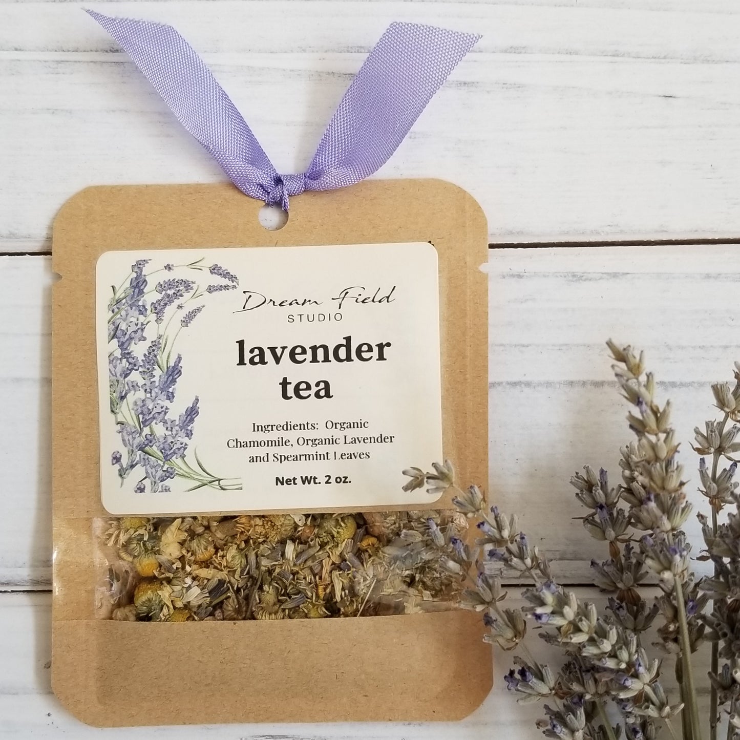 Close up of Lavender Tea Sachet