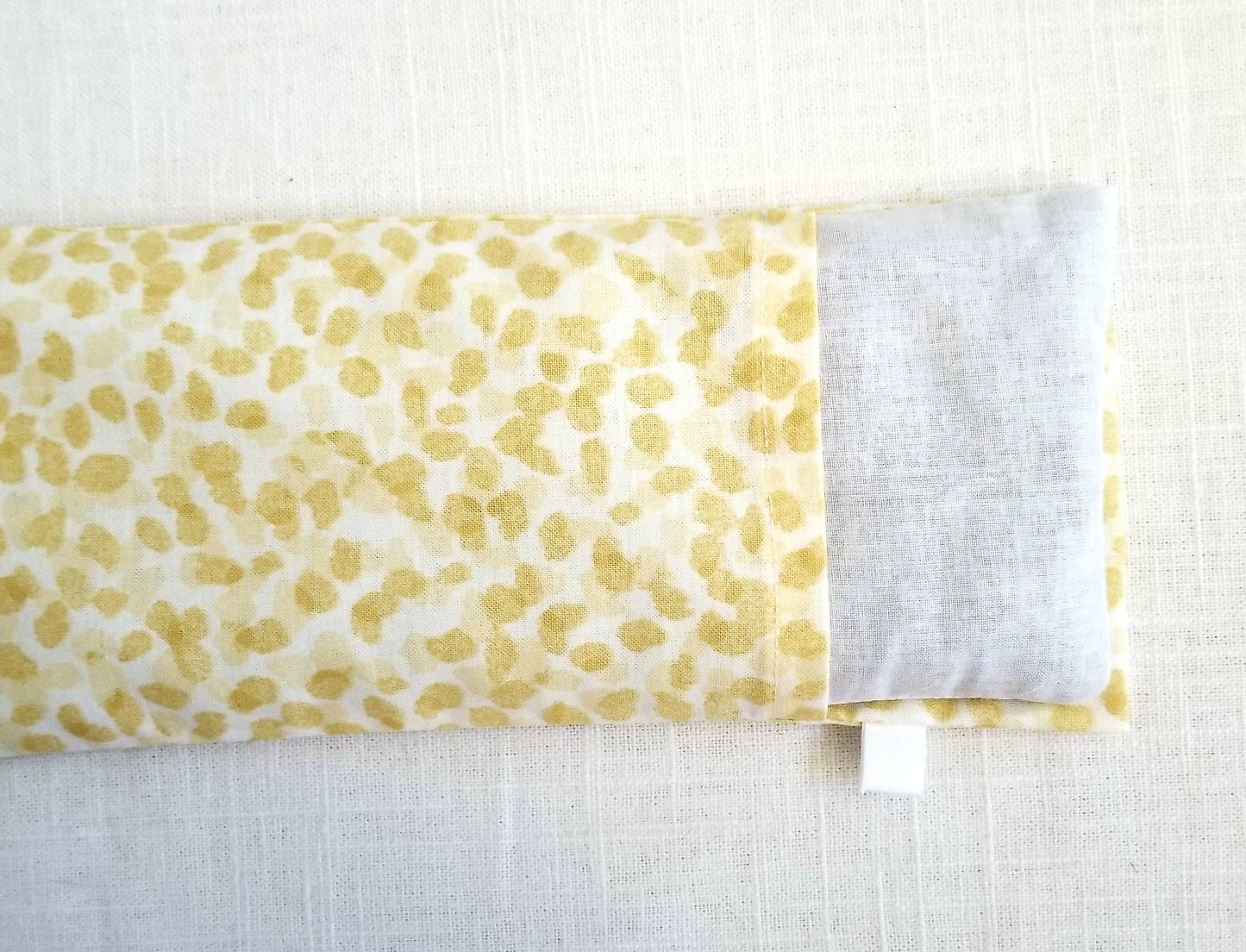 Weighted Eucalyptus Eye Pillow with Washable Organic Cover - Yellow Spa Print