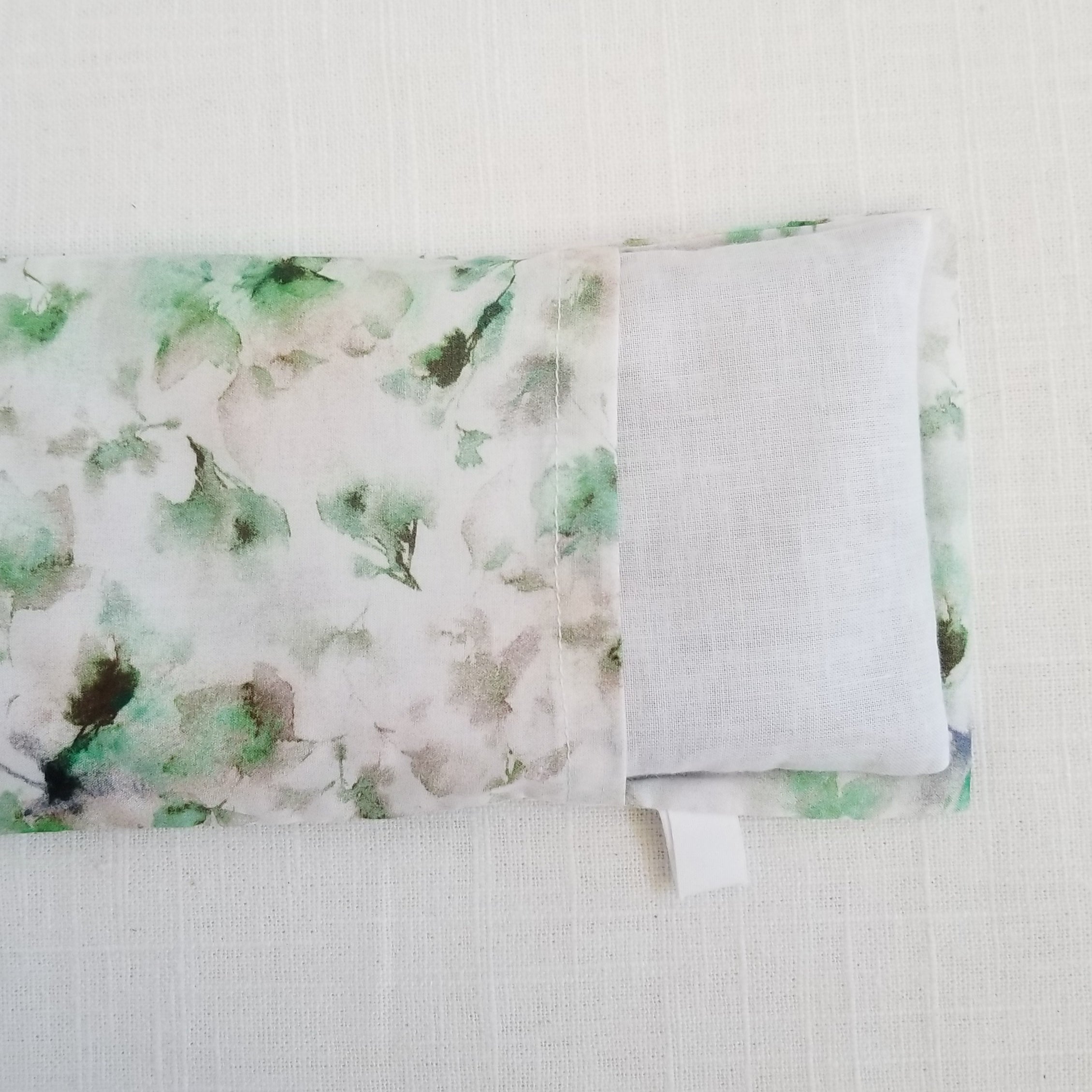 Weighted Eucalyptus Mint Eye Pillow with Washable Cover - Green Watercolor Leaves
