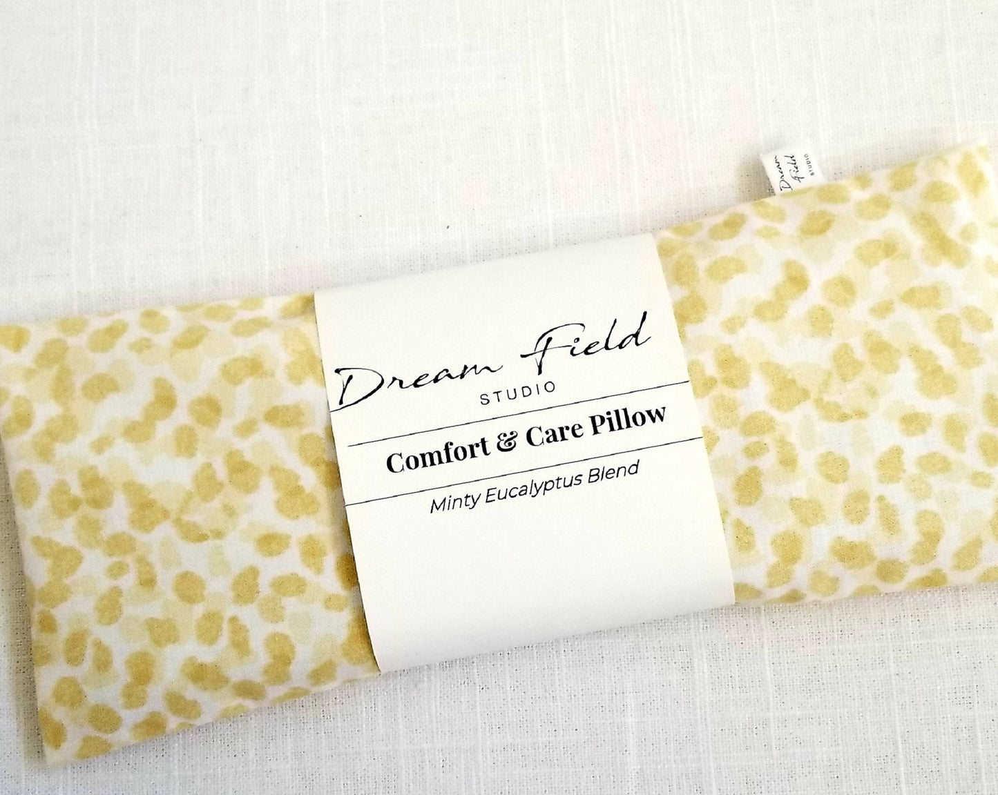 Weighted Eucalyptus Eye Pillow with Washable Organic Cover - Yellow Spa Print