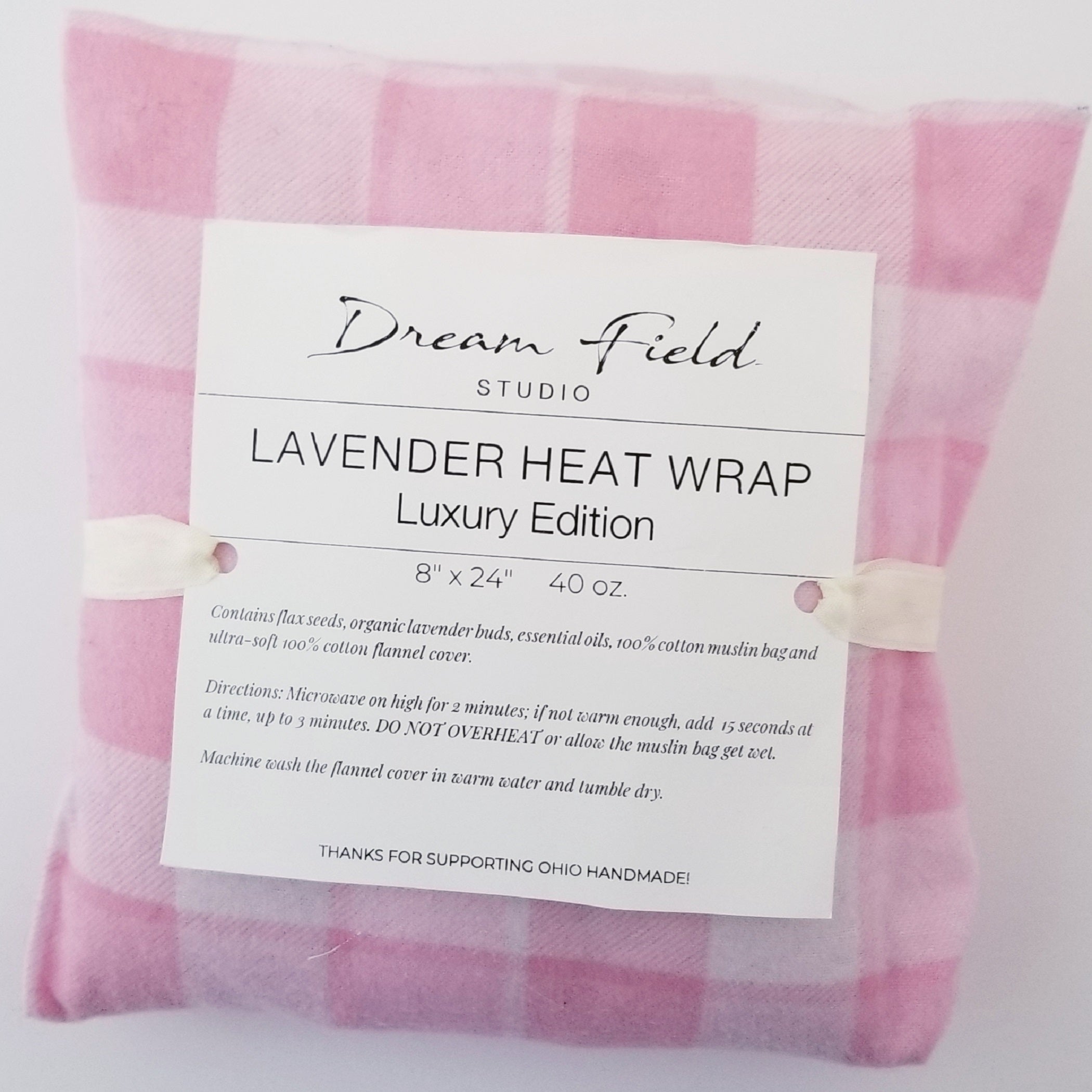 lavender heat wrap luxury edition with Dream Field label folded up