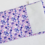 Close up of Blue Dot Eye Pillow washable outside cover and muslin inner cover
