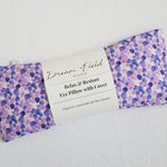 Close up Blue Dot Relax & Restore Eye Pillow with washable cover organic lavender and flax seeds