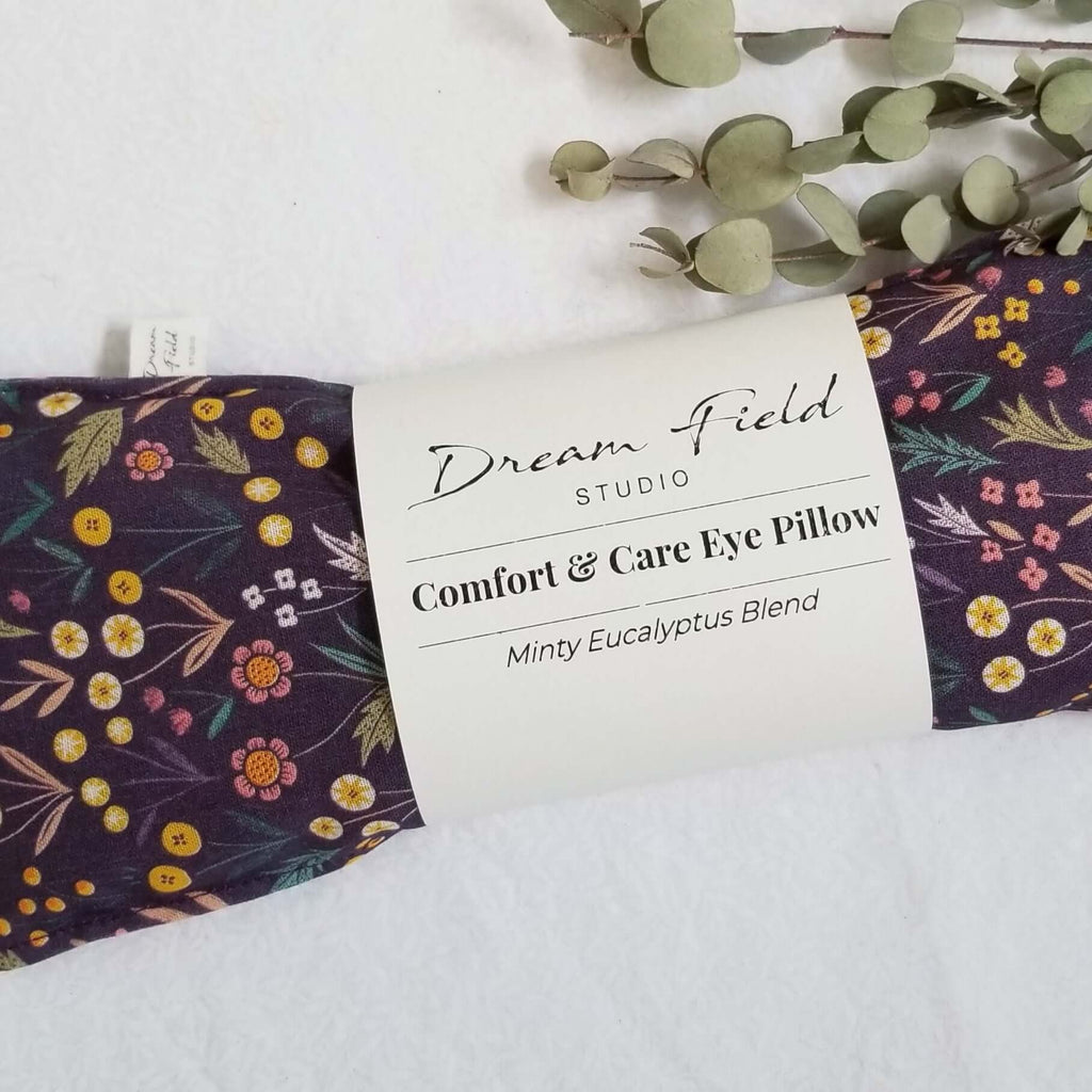 Weighted Eucalyptus Eye Pillow - Microwaveable Flax Seed Pillow - Forest Floral