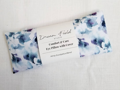 Minty eucalpytus blend eye pillow blue watercolor sketch cotton fabric cover