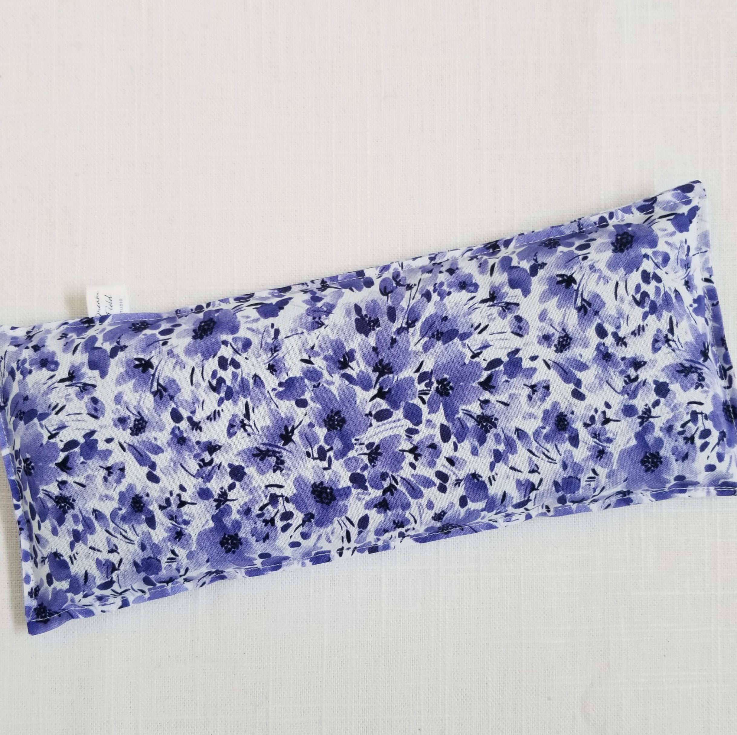 10" x 4" eye pillow violet floral washable cotton print fabric
