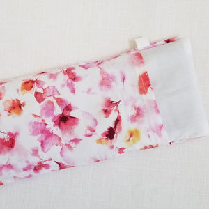Pink Spa watercolor print lavender eye pillow with inner muslin bag showing