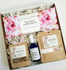 Pink Watercolor Self Care Gift Box including Eye Pillow, Flower Tea, Pillow Spray, Bath & Foot Soak