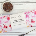 Lavender eye pillow pink spa watercolor with bowl of flax seeds and lavender stem