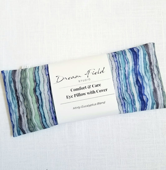 Minty Eucalyptus Blend Eye Pillow blue watercolor layers fabric