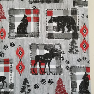 closeup of forest creatures flannel cover for lavender heat wrap