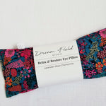 lavender eye pillow with Liberty of London Ciara print in  blue and vivid pinks