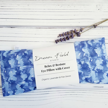 Weighted lavender 10" x 4" eye pillow calming blue watercolor print