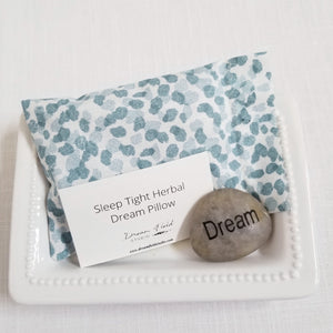 Herbal Sleep Sachet - Artisan Dream Pillow for Deep Sleep and Peaceful Nights, 6" x 4", Blend of 7 Savory Herbs, Blue Spa Dots