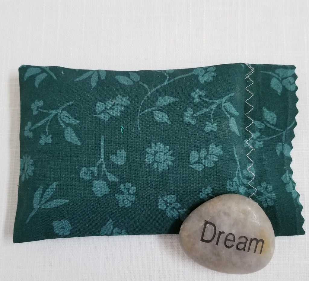of Herbal Sleep Sachet - Petite Dream Pillow for Natural Sleep and Deep Dreams, 6" x 4", Blend of 7 Savory Herbs for Sleep, Forest Green