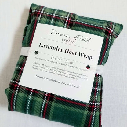 Medium Lavender Heat Wrap - Flannel Cover, 6" x 14", 22 oz., Green & Red Plaid