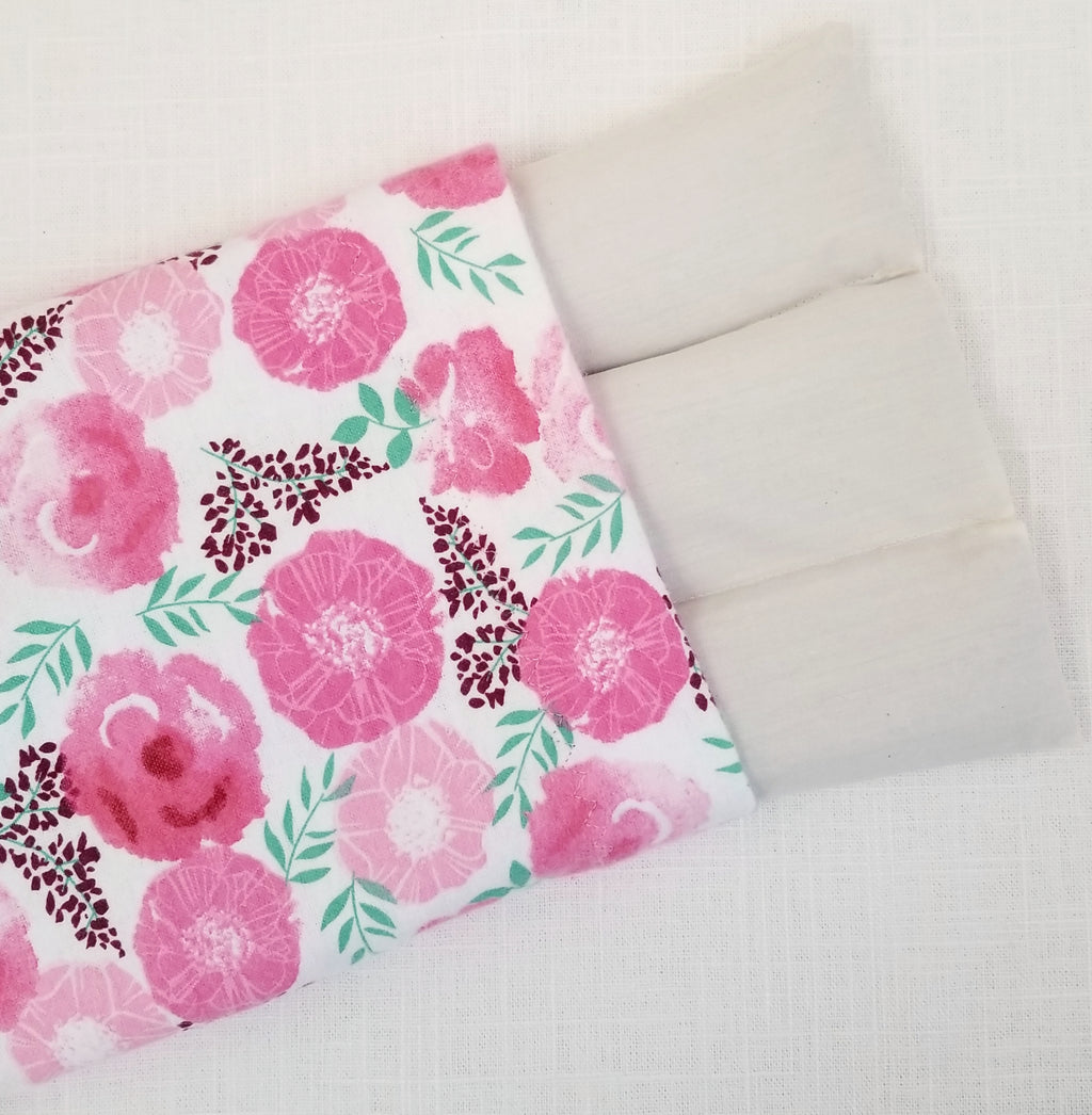 Large Lavender Heat Wrap - Flannel Cover, 8" x 24", 2.5 lbs., Pink Poppy Floral