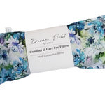 mint eye pillow with vintage blue floral print