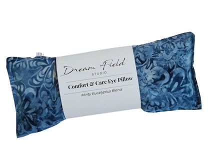Minty eucalyptus blend eye pillow in blue batik print