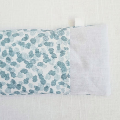 Close up of backside of eye pillow showing muslin insert
