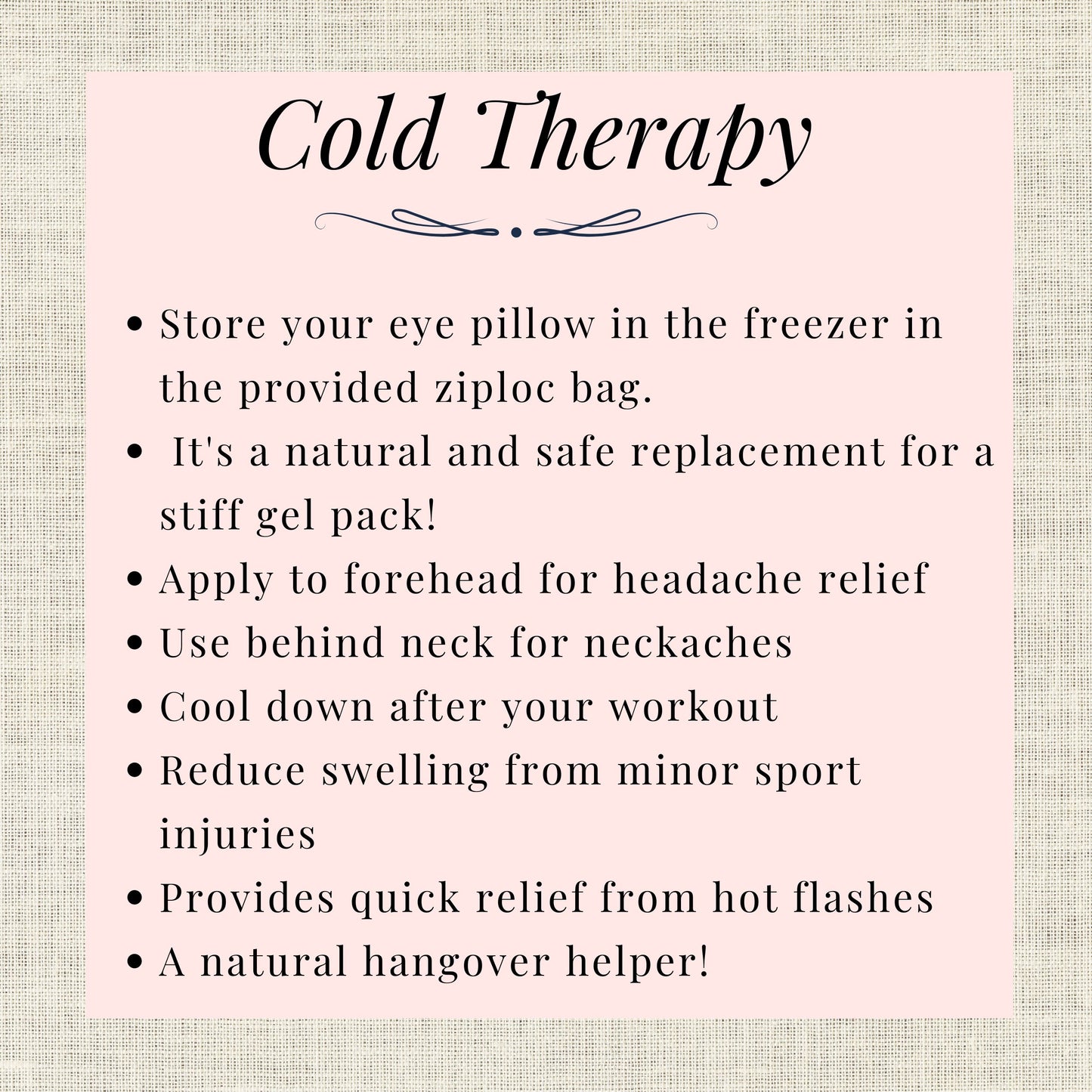 infographic on using eye pillow as cold therapy