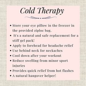 cold therapy infographic for lavender eye pillow
