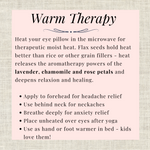 infographic on using eye pillow as warm therapy