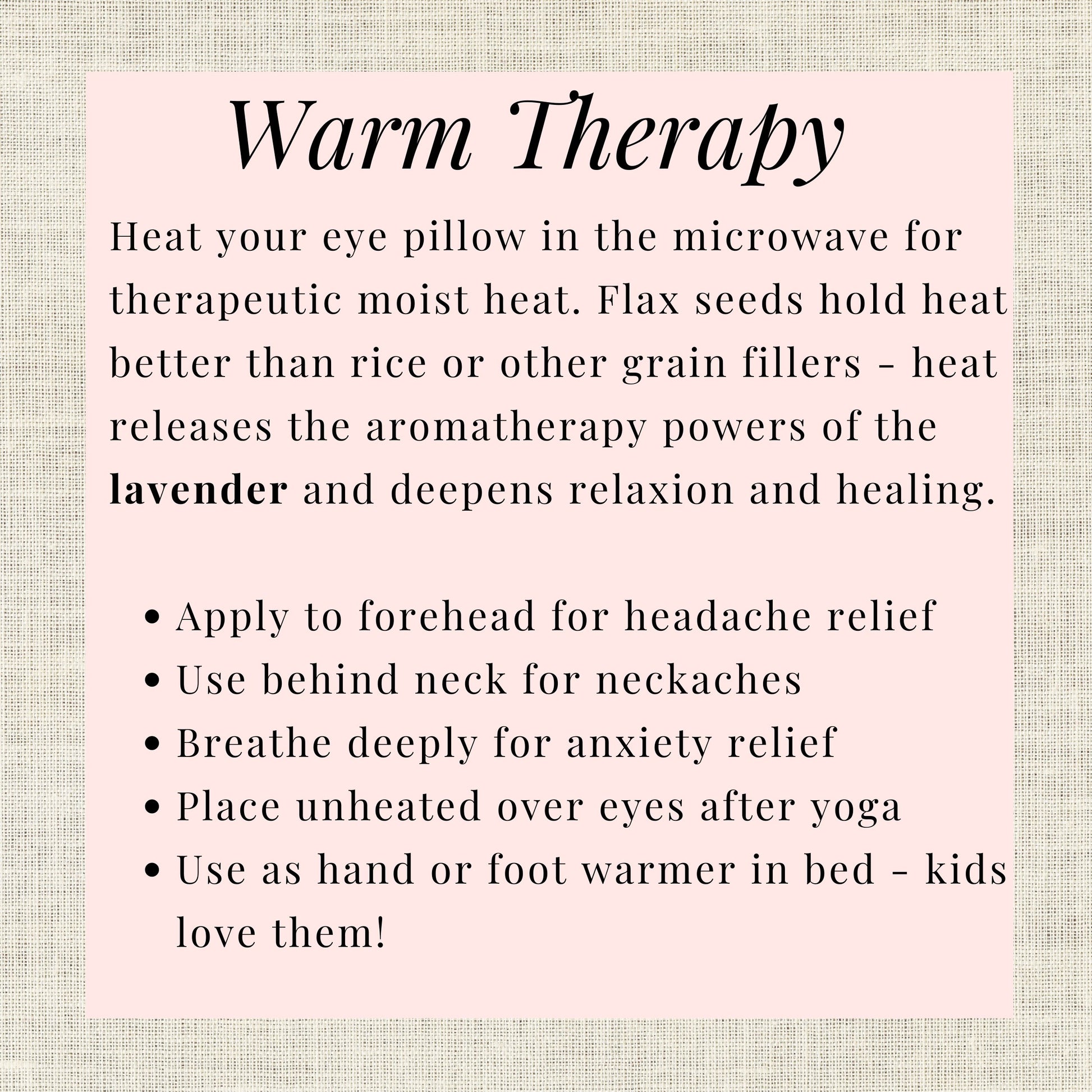 Detailed instructions for warm therapy