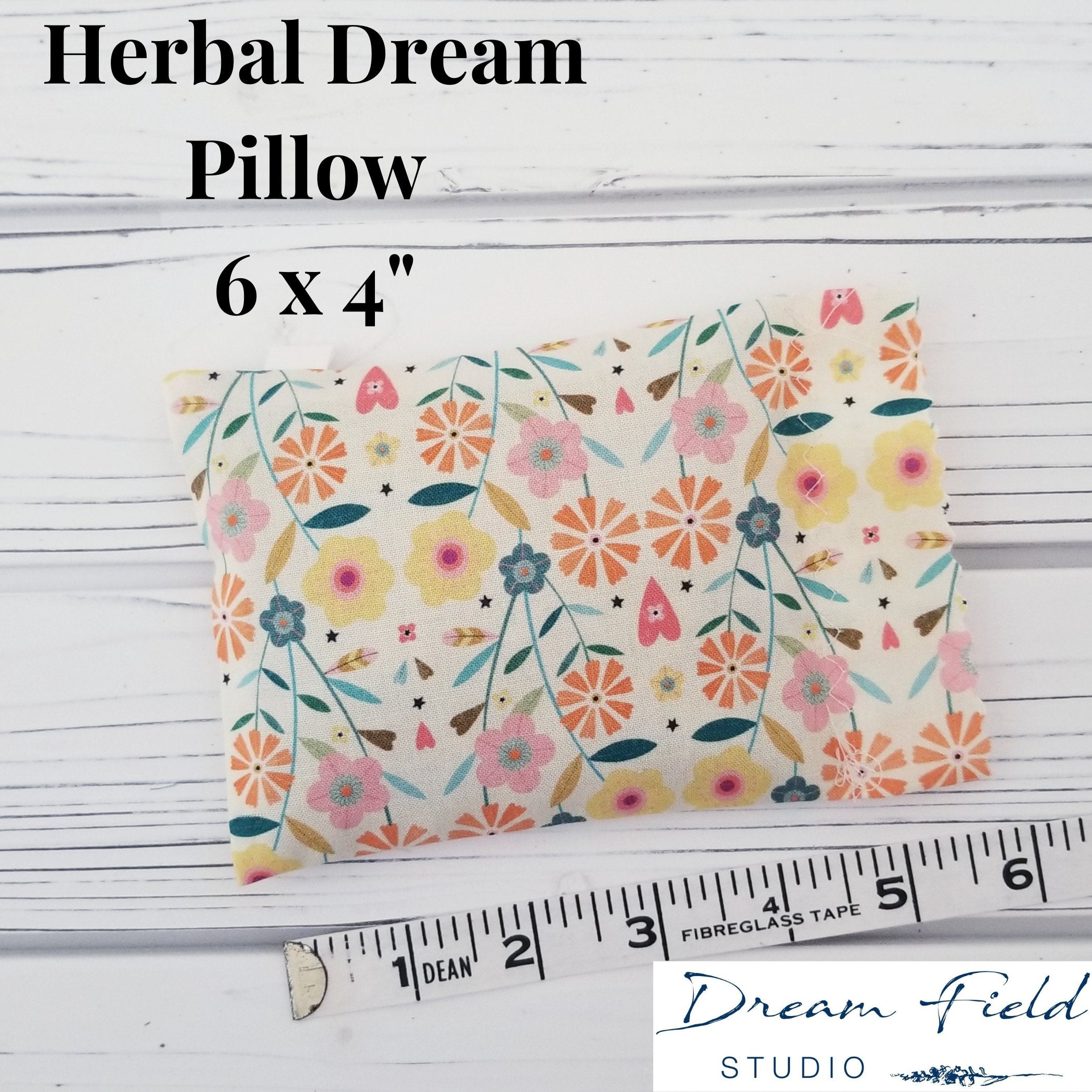 Herbal Sleep and Dream Sachet - Petite Pillow for Natural Sleep and Deeper Dreaming, 6" x 4", Blend of 7 Savory Herbs, Navy Dots on Cotton
