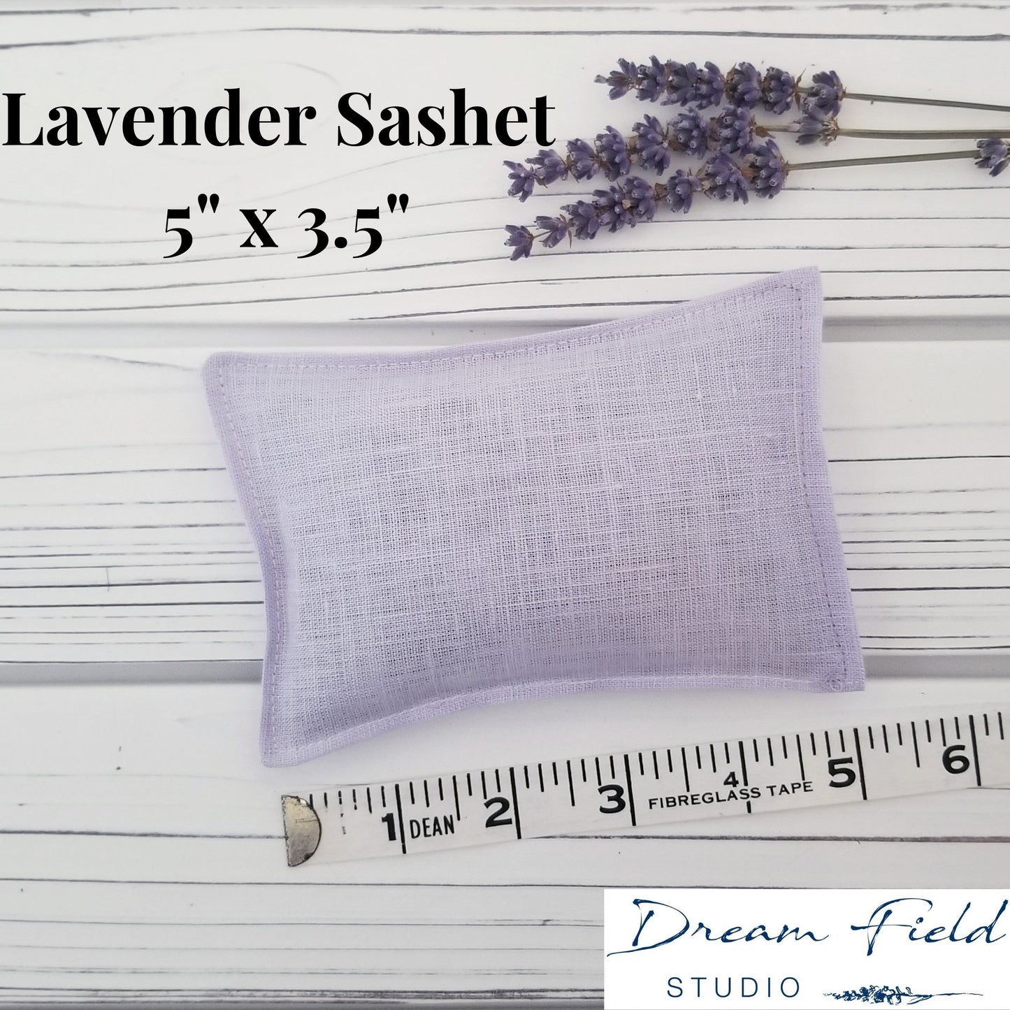 infographic showing size of lavender sachets