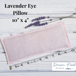 Size specifications for 10" x 4" lavender eye pillow by Dream Field Studio