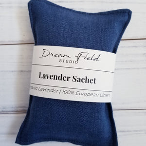 navy blue linen sachet with organic lavender
