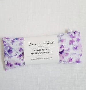 weighted lavender eye pillow with cotton lawn cover lavender print