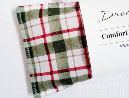 mint eye pillow with windowpane plaid fabric