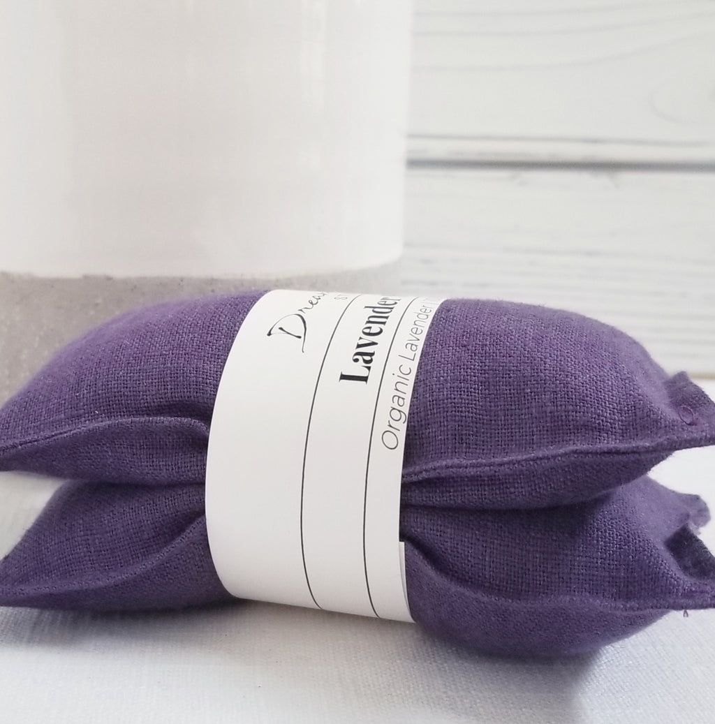 linen and lavender sachets deep purple pair