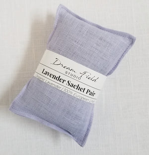 linen lavender sachet at an angle