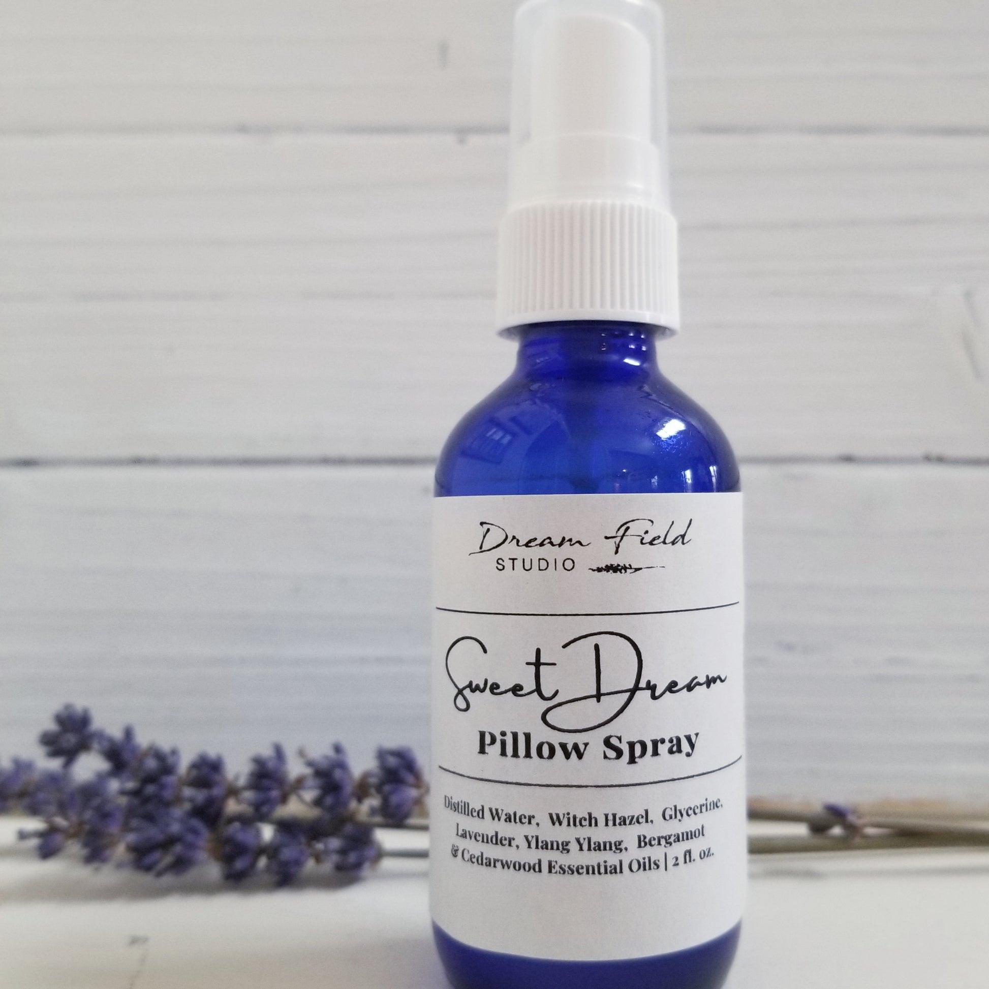 Sweet Dream lavender pillow spray in blue bottle