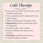 cold therapy for mint eye pillow infographic