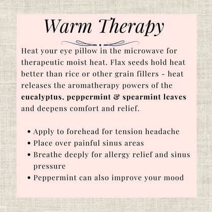 infographic for Warm Therapy eye pillow