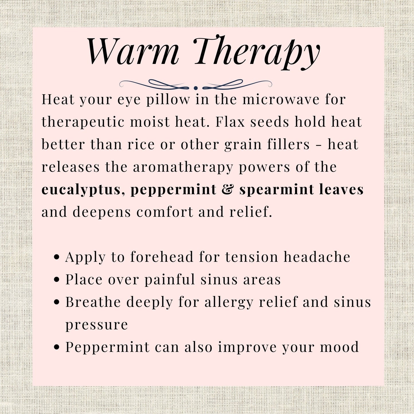 Detailed instructions for warm therapy use