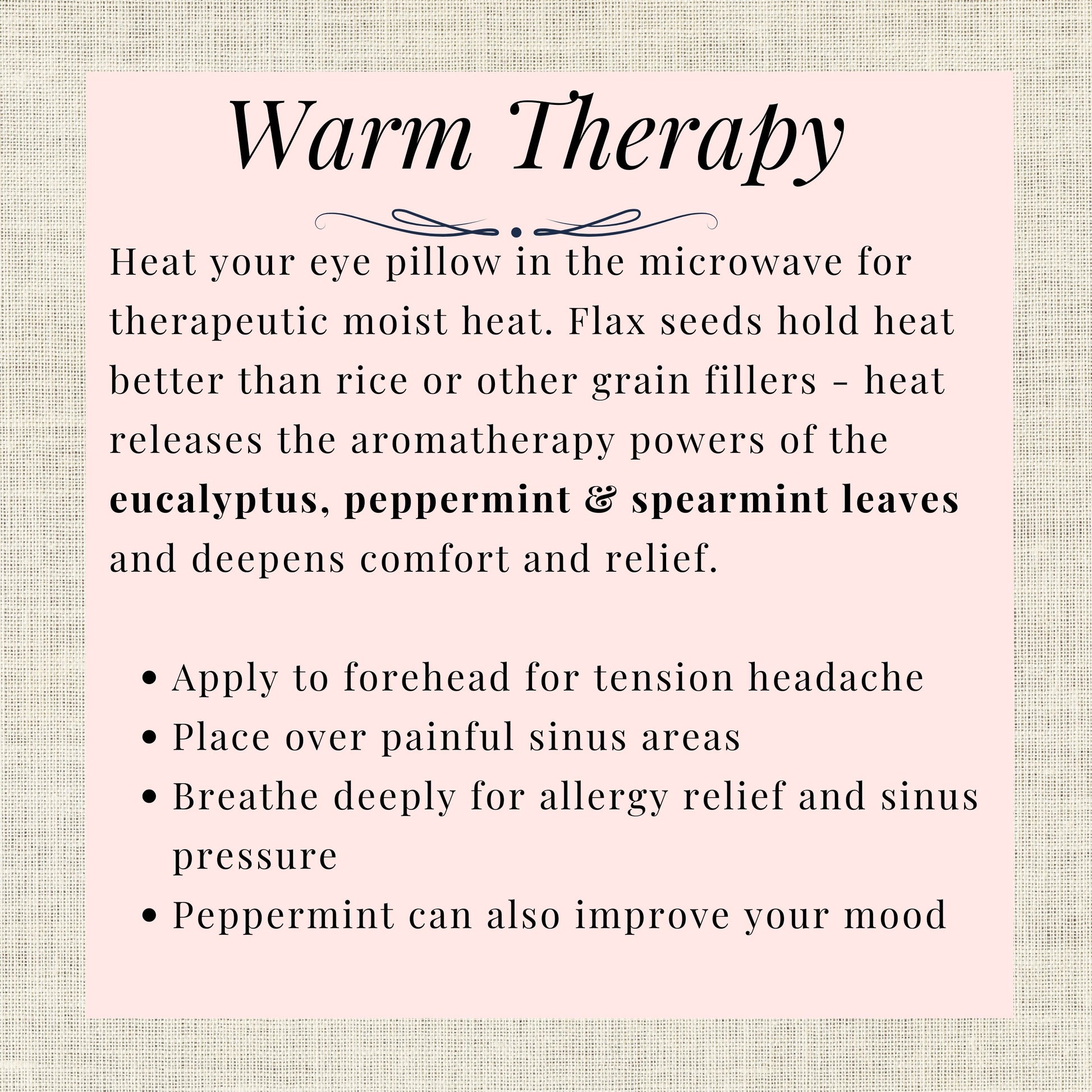 Detailed instructions for warm therapy use