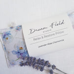 Lavender Eye Pillow - Organic Ingredients, Microwavable, 10" x 4", Romantic Blue Dahlia Print