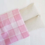 lavender heat wrap pink plaid showing inner muslin bag