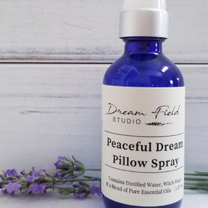 Close up of Peaceful Dream Pillow Spray