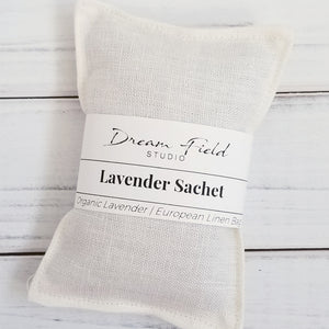 Trio of Linen Lavender Sachets with Organic Lavender - Neutral Shades