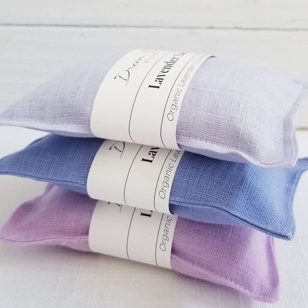 Trio of Linen Lavender Sachets with Organic Lavender - Lavender Shades